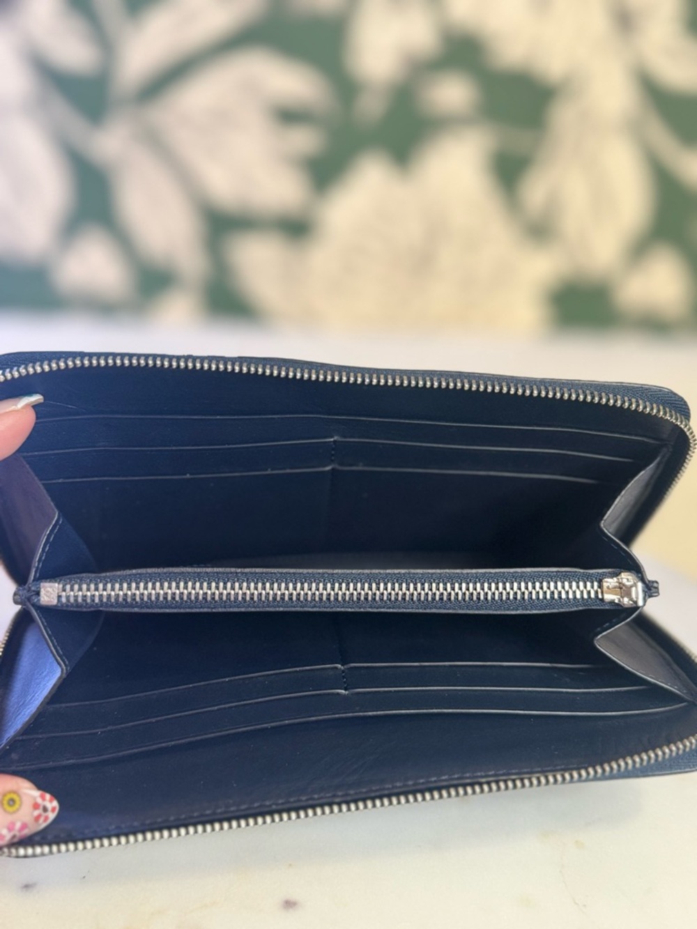 Loewe Navy Blue Leather Zip-Around Wallet EUC - Picture 12 of 14